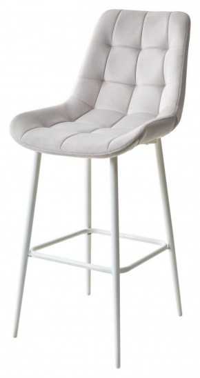 Барный стул ХОФМАН, цвет H-09 Светло-серый, велюр / белый каркас М-City в Новом Уренгое - novyy-urengoy.ok-mebel.com | фото