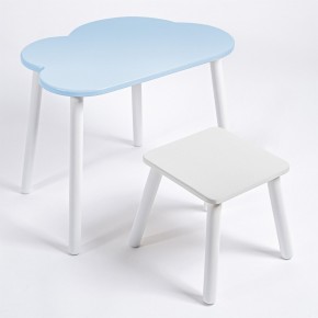 Детский комплект стол ОБЛАЧКО  и табурет Rolti Baby (голубая столешница/белое сиденье/белые ножки) в Новом Уренгое - novyy-urengoy.ok-mebel.com | фото