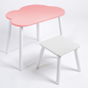Детский комплект стол ОБЛАЧКО  и табурет Rolti Baby (розовая столешница/белое сиденье/белые ножки) в Новом Уренгое - novyy-urengoy.ok-mebel.com | фото