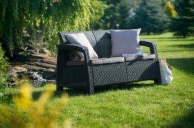 Диван пластиковый Корфу (Corfu love seat) графит в Новом Уренгое - novyy-urengoy.ok-mebel.com | фото 2