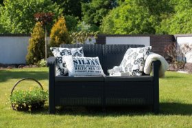 Диван пластиковый Корфу (Corfu love seat) графит в Новом Уренгое - novyy-urengoy.ok-mebel.com | фото 5