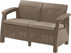 Диван пластиковый Корфу (Corfu love seat) капучино - песок в Новом Уренгое - novyy-urengoy.ok-mebel.com | фото 1