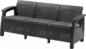 Диван пластиковый Корфу Макс (Corfu love seat max) графит в Новом Уренгое - novyy-urengoy.ok-mebel.com | фото