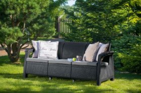 Диван пластиковый Корфу Макс (Corfu love seat max) графит в Новом Уренгое - novyy-urengoy.ok-mebel.com | фото 2