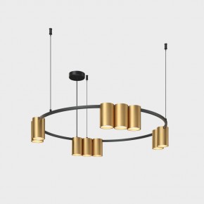 DK4065-BK+SG Подвесной светильник ORBIT , IP20, 10xGU10 LED до 15 Вт, черный + сатинированное золото, алюминий в Новом Уренгое - novyy-urengoy.ok-mebel.com | фото