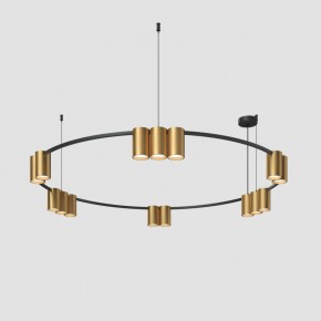DK4067-BK+SG Подвесной светильник ORBIT, IP20, 15xGU10 LED, до 15 Вт, черный + сатинированное золото, алюминий в Новом Уренгое - novyy-urengoy.ok-mebel.com | фото