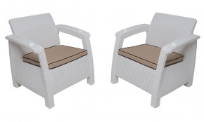 Комплект на балкон Yalta Premium Balcony Set (Ялта) белый (+подушки под спину) в Новом Уренгое - novyy-urengoy.ok-mebel.com | фото 4