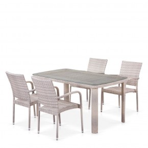 Комплект плетеной мебели T256C/Y376C-W85 Latte (4+1) + подушки на стульях в Новом Уренгое - novyy-urengoy.ok-mebel.com | фото