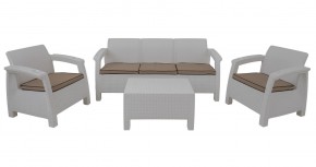 Комплект уличной мебели Yalta Premium Terrace Triple Set (Ялта) белый (+подушки под спину) в Новом Уренгое - novyy-urengoy.ok-mebel.com | фото