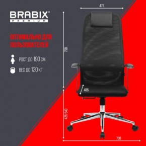 Кресло BRABIX PREMIUM "Ultimate EX-801" хром, плотная двойная сетка Х2, черное, 532917 в Новом Уренгое - novyy-urengoy.ok-mebel.com | фото 7