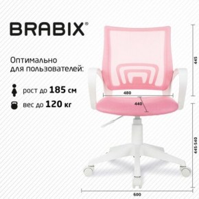 Кресло BRABIX "Fly MG-396W", с подлокотниками, пластик белый, сетка, розовое, 533008 в Новом Уренгое - novyy-urengoy.ok-mebel.com | фото 5