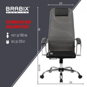 Кресло офисное BRABIX PREMIUM "Ultimate EX-800" хром, плотная двойная сетка Х2, черное/серое, 532912 в Новом Уренгое - novyy-urengoy.ok-mebel.com | фото 3