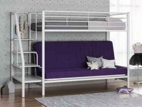 Кровать двухъярусная с диваном "Мадлен-3" (Белый/Фиолетовы) в Новом Уренгое - novyy-urengoy.ok-mebel.com | фото