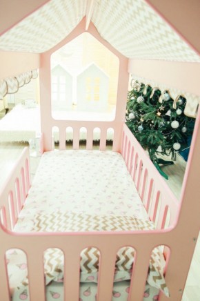 Кровать-домик без ящика 800*1600 (Розовый) в Новом Уренгое - novyy-urengoy.ok-mebel.com | фото 3