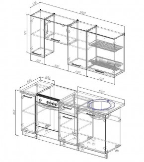 Кухонный гарнитур Антрацит 1800 (Стол. 38мм) в Новом Уренгое - novyy-urengoy.ok-mebel.com | фото 2