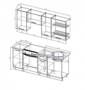 Кухонный гарнитур Антрацит 2000 (Стол. 38мм) в Новом Уренгое - novyy-urengoy.ok-mebel.com | фото 2