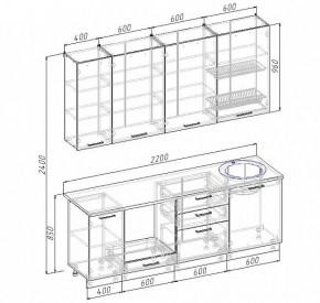 Кухонный гарнитур Антрацит 2200 (Стол. 26мм) в Новом Уренгое - novyy-urengoy.ok-mebel.com | фото 3