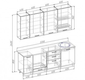 Кухонный гарнитур Графика 2200 (Стол. 26мм) в Новом Уренгое - novyy-urengoy.ok-mebel.com | фото 2