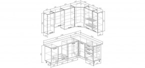 Кухонный гарнитур угловой Санторини 2200*1600 h950 (Стол. 38мм) в Новом Уренгое - novyy-urengoy.ok-mebel.com | фото 2