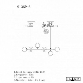 Подвесная люстра iLamp Golden 9136P/6 BK-WH в Новом Уренгое - novyy-urengoy.ok-mebel.com | фото 3