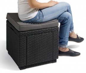 Пуфик Куб с подушкой (Cube with cushion) коричневый - серо-бежевый* в Новом Уренгое - novyy-urengoy.ok-mebel.com | фото 2