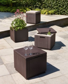 Пуфик Куб с подушкой (Cube with cushion) коричневый - серо-бежевый* в Новом Уренгое - novyy-urengoy.ok-mebel.com | фото 3
