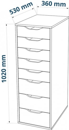 S01415 Ингар 8 комод 36x102x53, серо-бирюзовый в Новом Уренгое - novyy-urengoy.ok-mebel.com | фото