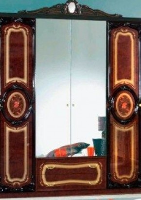 Шкаф 4-х дверный с зеркалами (01.144) Роза (могано) в Новом Уренгое - novyy-urengoy.ok-mebel.com | фото