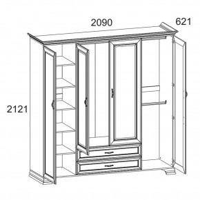 Шкаф 4D2S Z, TIFFANY, цвет вудлайн кремовый в Новом Уренгое - novyy-urengoy.ok-mebel.com | фото 1