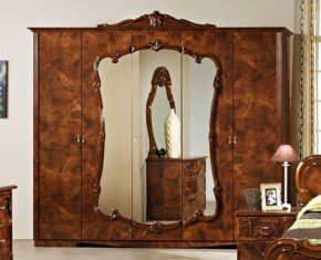 Шкаф 5-и дверный с зеркалами (20.145) Тициана (орех) в Новом Уренгое - novyy-urengoy.ok-mebel.com | фото