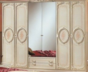 Шкаф 6-и дверный с зеркалами (01.146) Роза (беж) в Новом Уренгое - novyy-urengoy.ok-mebel.com | фото