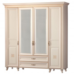 Шкаф для одежды 4-дверный с зеркалом №493 Марлен кремовый белый в Новом Уренгое - novyy-urengoy.ok-mebel.com | фото