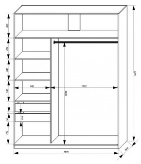 Шкаф-купе 1800 серии SOFT D1+D3+B2+PL1 (2 ящика+1штанга) профиль «Графит» в Новом Уренгое - novyy-urengoy.ok-mebel.com | фото 3