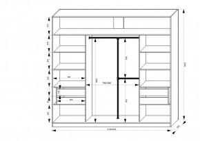 Шкаф-купе 2150 серии NEW CLASSIC K4+K4+K4+B22+PL4(по 2 ящика лев/прав+F обр.штанга) профиль «Капучино» в Новом Уренгое - novyy-urengoy.ok-mebel.com | фото 3