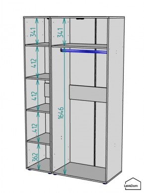 Шкаф Linnea MHR-3-1 2050х1200х510 (ДВ-М 11.1.25) в Новом Уренгое - novyy-urengoy.ok-mebel.com | фото 3