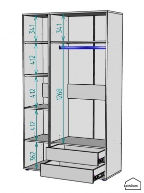 Шкаф Linnea MHR-3-2 2050х1200х510 (Белый-М 11.1.1) в Новом Уренгое - novyy-urengoy.ok-mebel.com | фото 3
