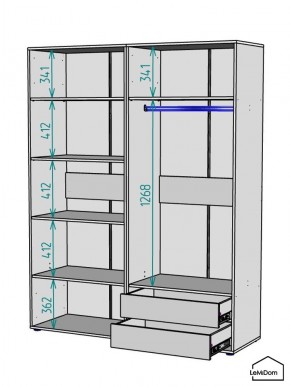 Шкаф Linnea MHR-4-2 2050х1600х510 (ДВ-М 11.1.25) в Новом Уренгое - novyy-urengoy.ok-mebel.com | фото 3