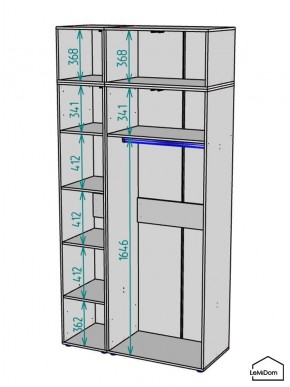 Шкаф с антресолью Linnea MHR-3A-1 2450х1200х510 (Графит-М 11.1.25) в Новом Уренгое - novyy-urengoy.ok-mebel.com | фото 3