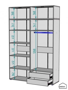 Шкаф с антресолью Linnea MHR-4A-2 2450х1600х510 (ДВ-М 11.1.25) в Новом Уренгое - novyy-urengoy.ok-mebel.com | фото 3