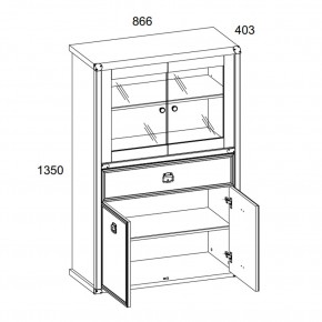 Шкаф с витриной 2V2D1SL, MAGELLAN, цвет Сосна винтаж в Новом Уренгое - novyy-urengoy.ok-mebel.com | фото 3