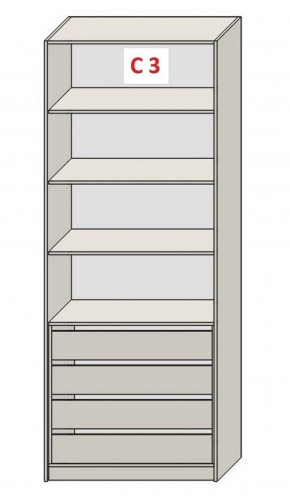 Шкаф СТАНДАРТ С3 4 ящика серия "ГЕСТИЯ" (Бежевый песок/Дуб Небраска натуральный) 800*520*2300 в Новом Уренгое - novyy-urengoy.ok-mebel.com | фото 2