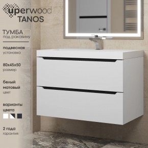 Тумба под раковину Uperwood Tanos 80 см, подвесная, белая/графит в Новом Уренгое - novyy-urengoy.ok-mebel.com | фото 3
