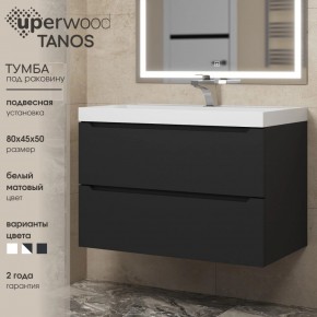 Тумба под раковину Uperwood Tanos 80 см, подвесная, черная матовая в Новом Уренгое - novyy-urengoy.ok-mebel.com | фото 3