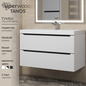 Тумба под раковину Uperwood Tanos 90 см, подвесная, белая/графит в Новом Уренгое - novyy-urengoy.ok-mebel.com | фото 3